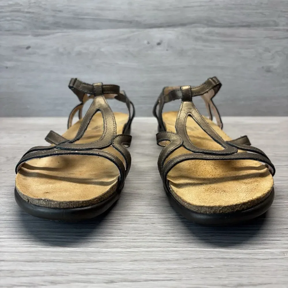 Naot Womens 42 US 11 Dorith Bronze Strappy Leather Sandals Boho Grecian Handmade